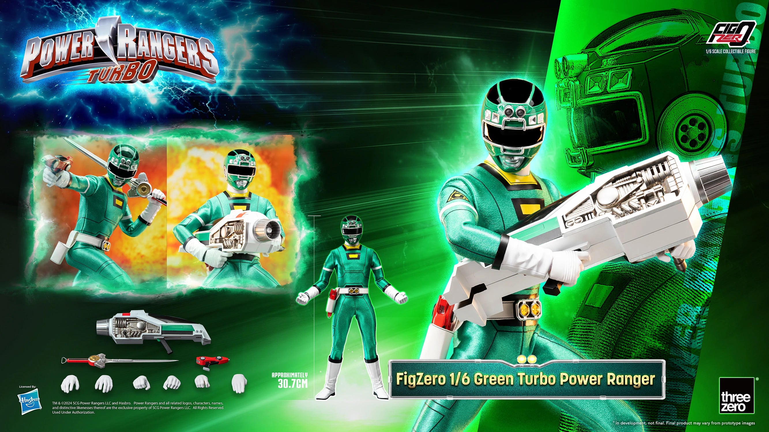 Threezero Figzero: Power Rangers Turbo - Green Ranger Escala 1/6