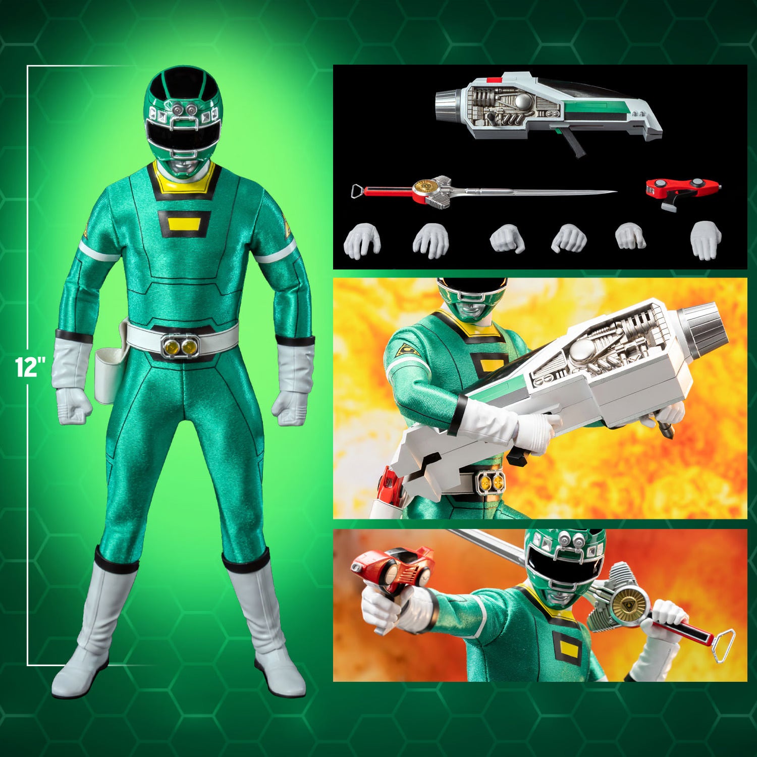 Threezero Figzero: Power Rangers Turbo - Green Ranger Escala 1/6