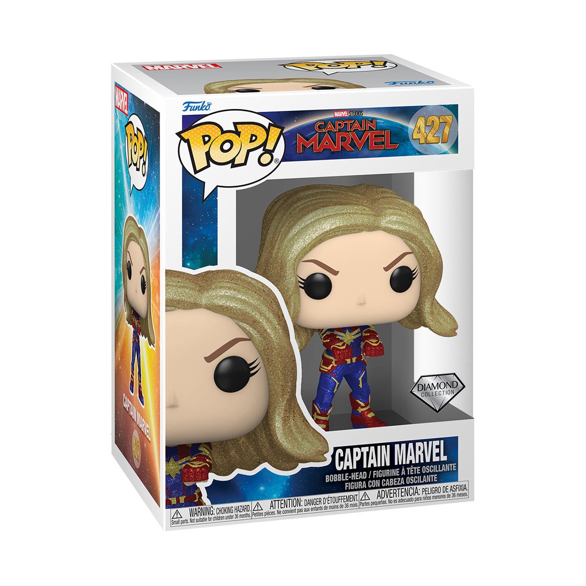 Funko Pop & Tee: Marvel - Playera Grande con Capitana Marvel Diamond Glitter