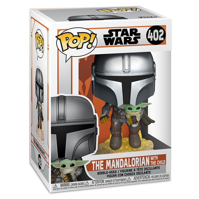 Funko Pop Star Wars: The Mandalorian - Mandaloriano Volando Con Grogu