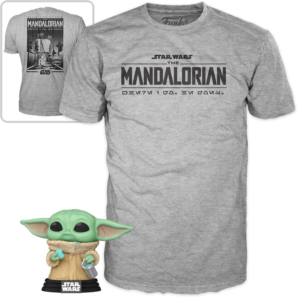 Funko Pop & Tee: Star Wars The Mandalorian - Playera Chica Con Grogu Comiendo Galletas