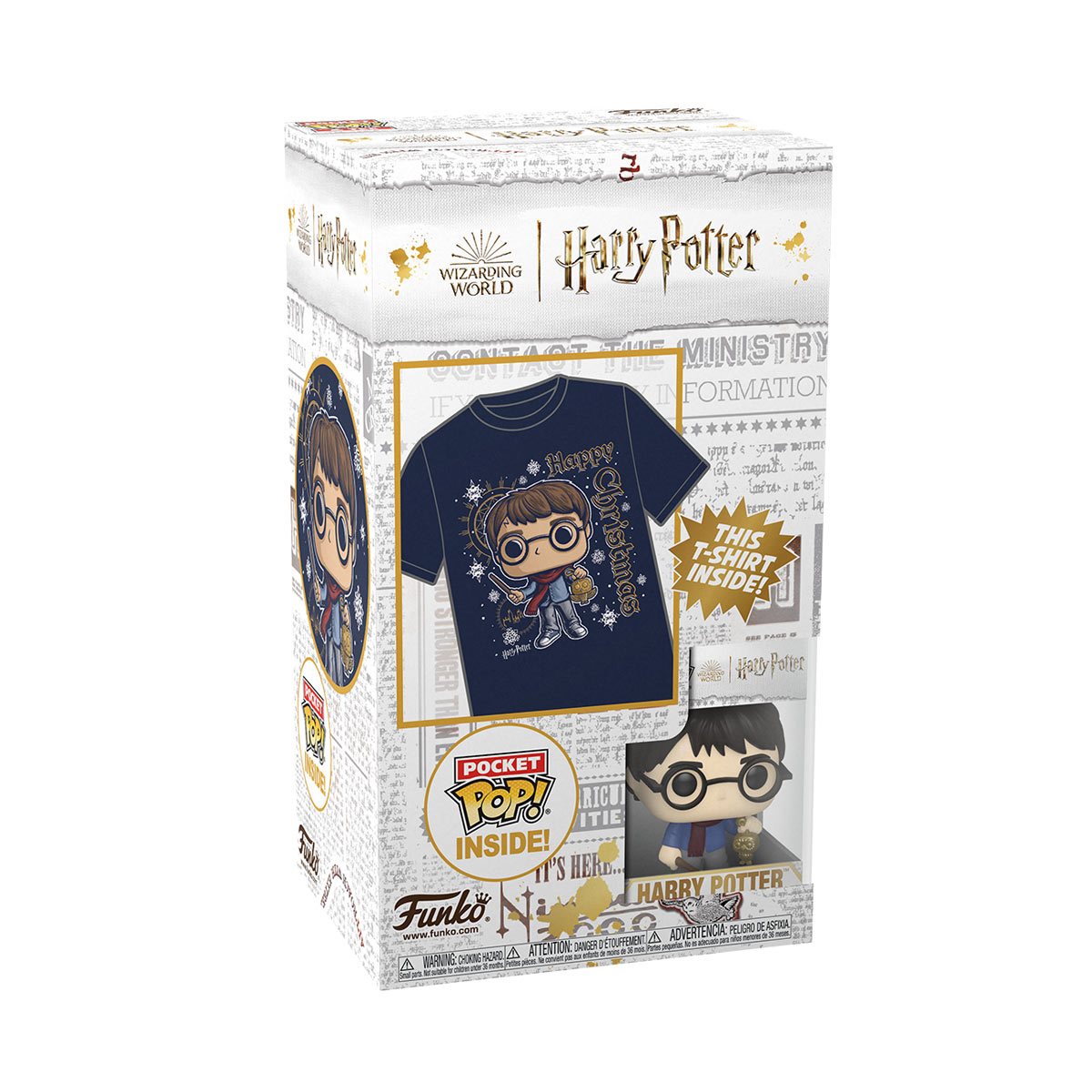 Funko Pop Keychain & Tee: Harry Potter - Playera Infantil Chica con Llavero Harry Navidad