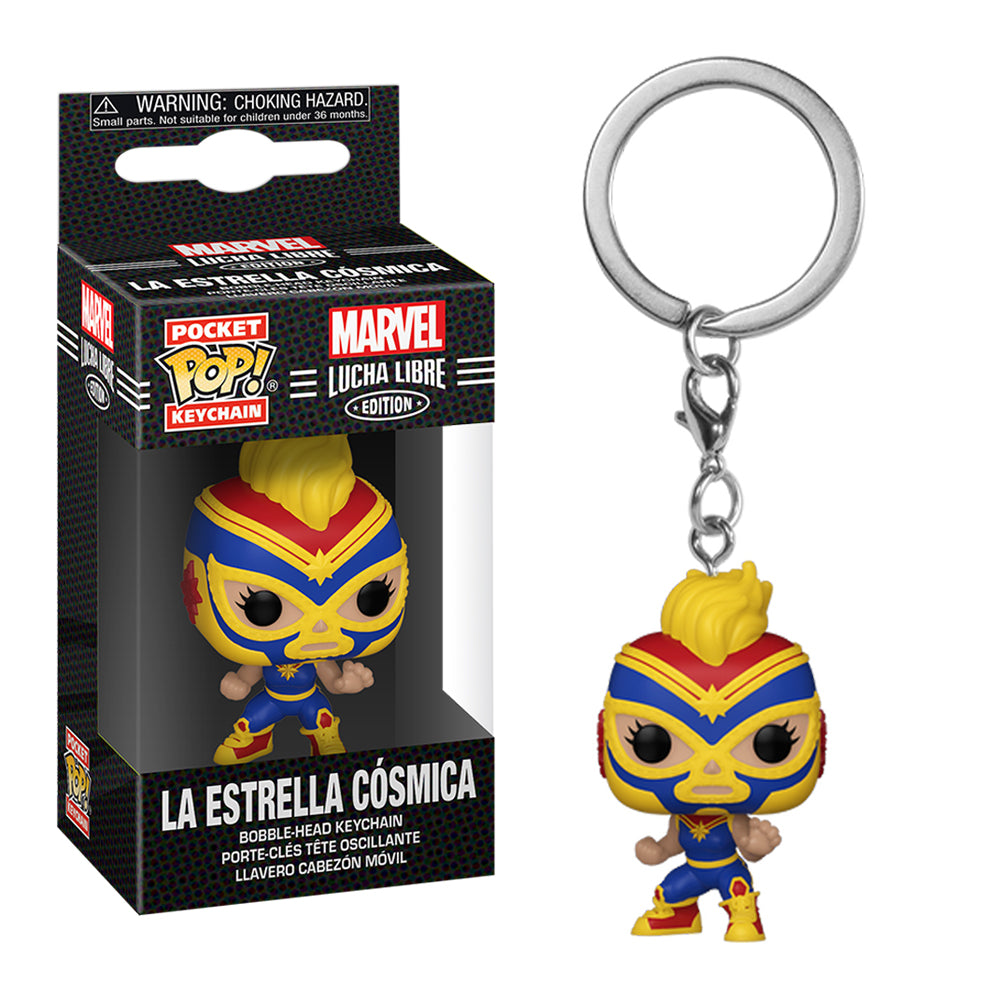 Funko Pop Keychain: Marvel Luchadores - Capitana Marvel La Estrella Cosmica Llavero