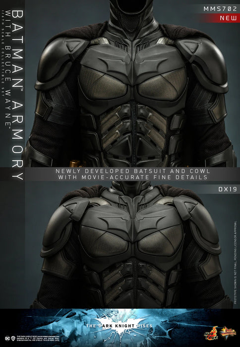 Hot Toys Movie Masterpiece Series: DC Batman The Dark Knight Rises - Set Bruce Wayne Con Armeria De Batman Escala 1/6