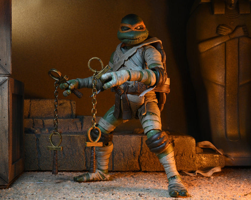 NECA Figura de Accion Ultimate: Universal Monsters X TMNT - Mike Como La Momia 7 Pulgadas