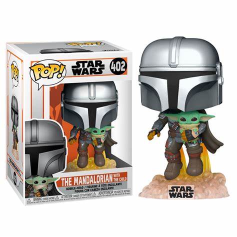 Funko Pop Star Wars: The Mandalorian - Mandaloriano Volando Con Grogu