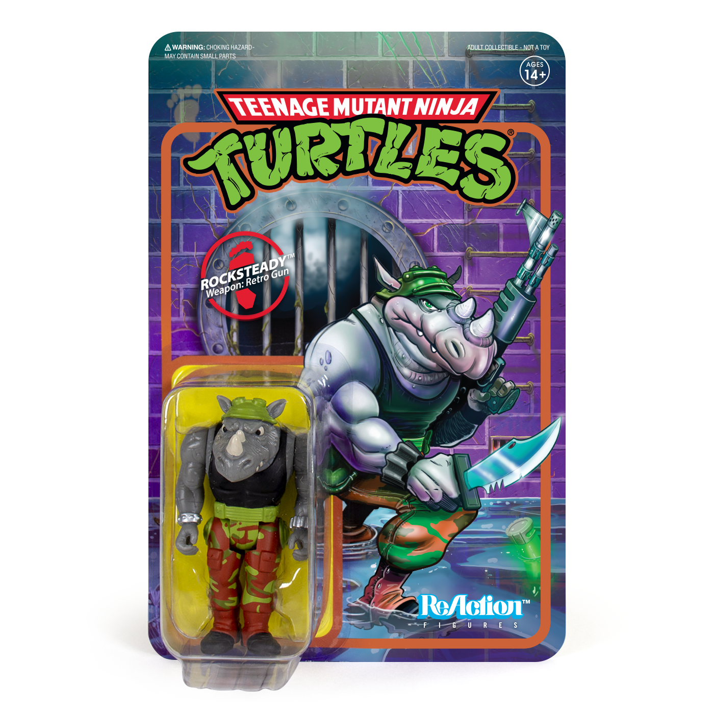 Super 7 Reaction: TMNT Tortugas Ninja - Rocksteady