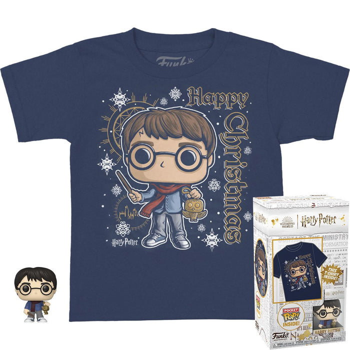 Funko Pop Keychain & Tee: Harry Potter - Playera Infantil Chica con Llavero Harry Navidad