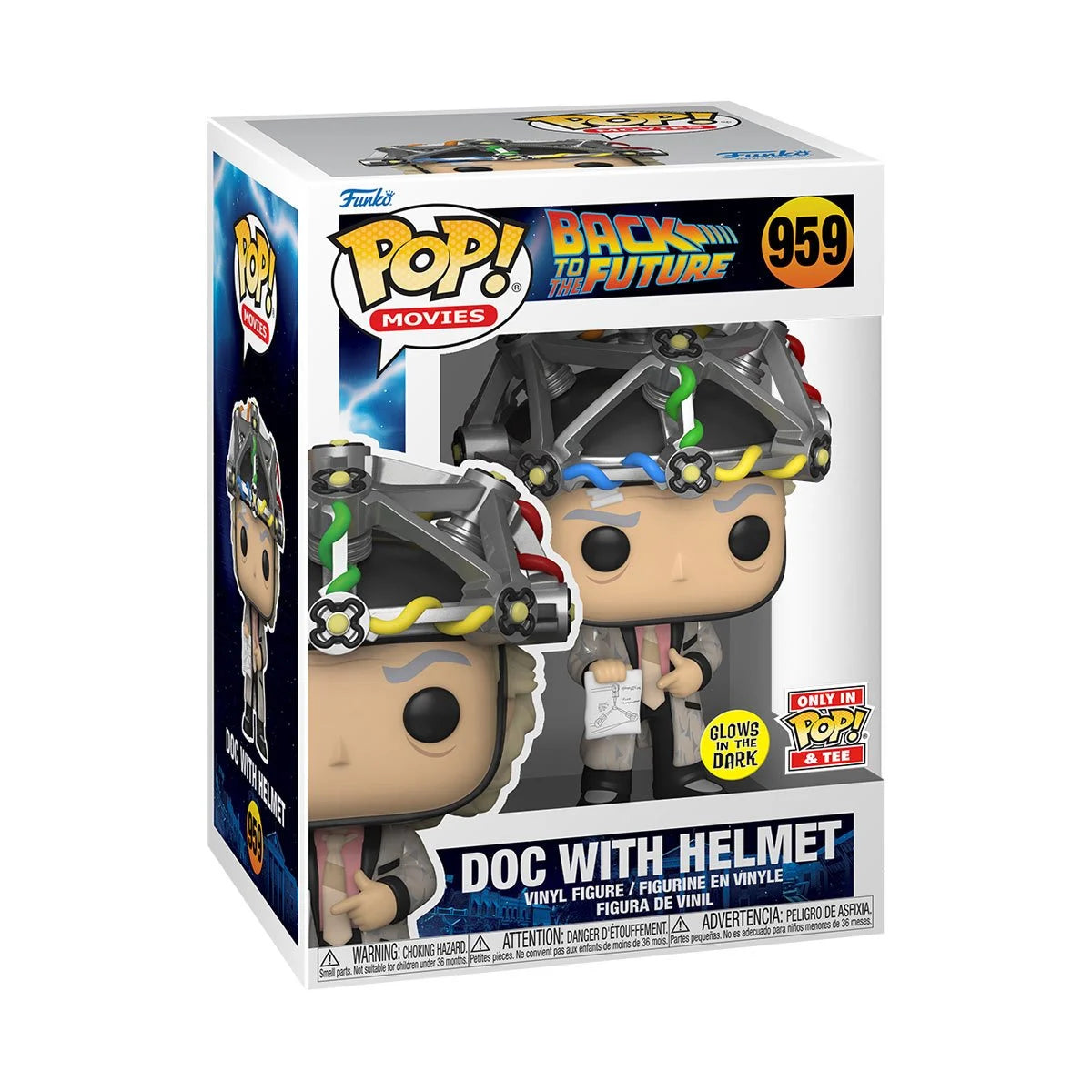 Funko Pop & Tee: Volver al Futuro - Playera Mediana con Doc con Casco Glow