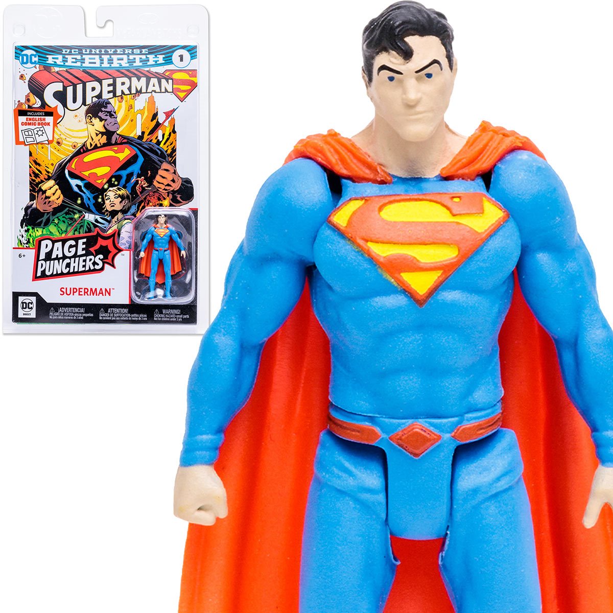 DC Direct Page Punchers: Superman - Superman Rebirth Figura de Accion de 3 Pulgadas con Comic