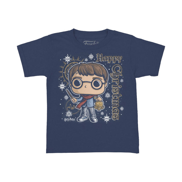 Funko Pop Keychain & Tee: Harry Potter - Playera Infantil Chica con Llavero Harry Navidad